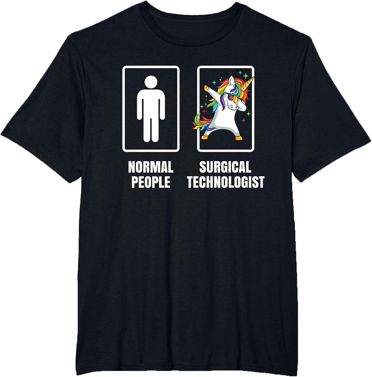 Dabbing Unicorn Surgical Technologist Scrub Tech Technician T-Shirt - Black