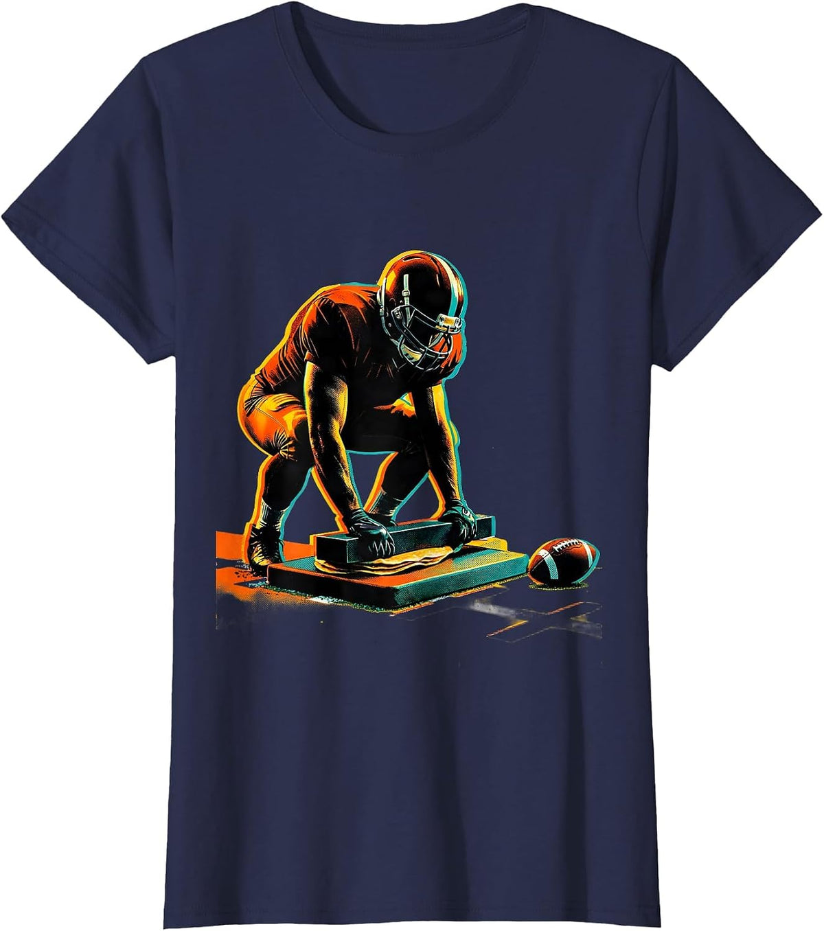 Women's Lineman Press Flat Pad Football Humor T-Shirt - Navy Blue