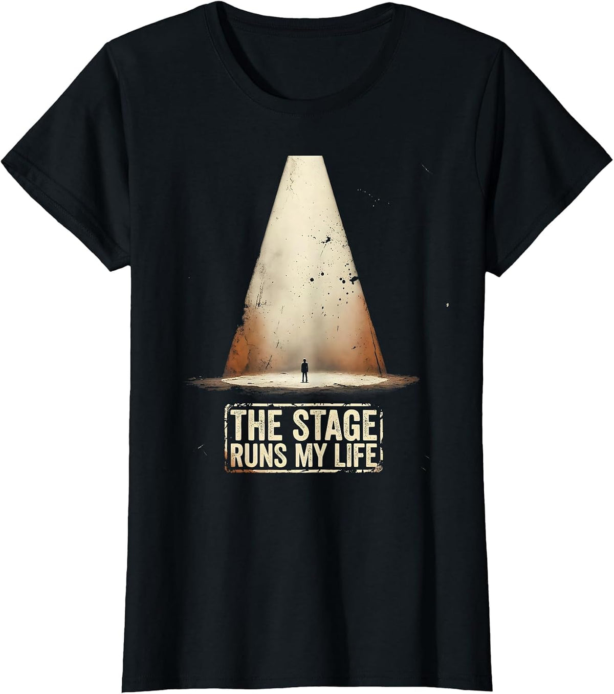 Women's The Stage Runs My Life Funny Theatre Kid Musical Actor Gift T-Shirt - Black