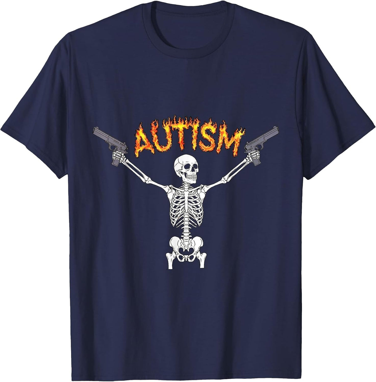 Autism Awareness Skeleton Autism Skeleton Funny Meme T-Shirt - Navy Blue