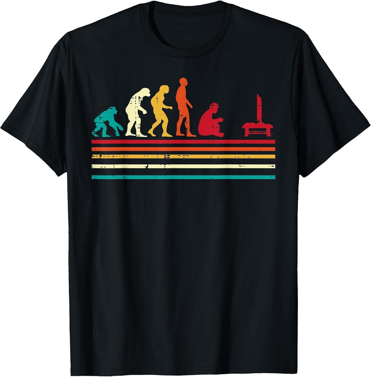 Human Evolution Video Gaming Retro Gamer Men Boys Kids Teens T-Shirt - Black