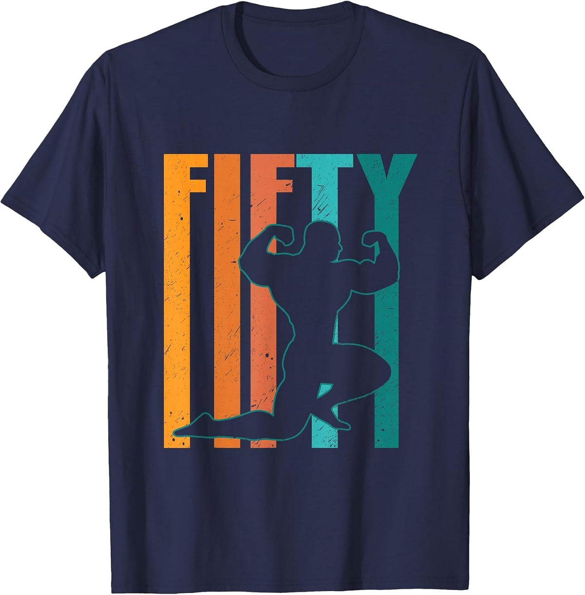 Bodybuilding 50th Birthday Weightlifting Bodybuilder T-Shirt - Navy Blue