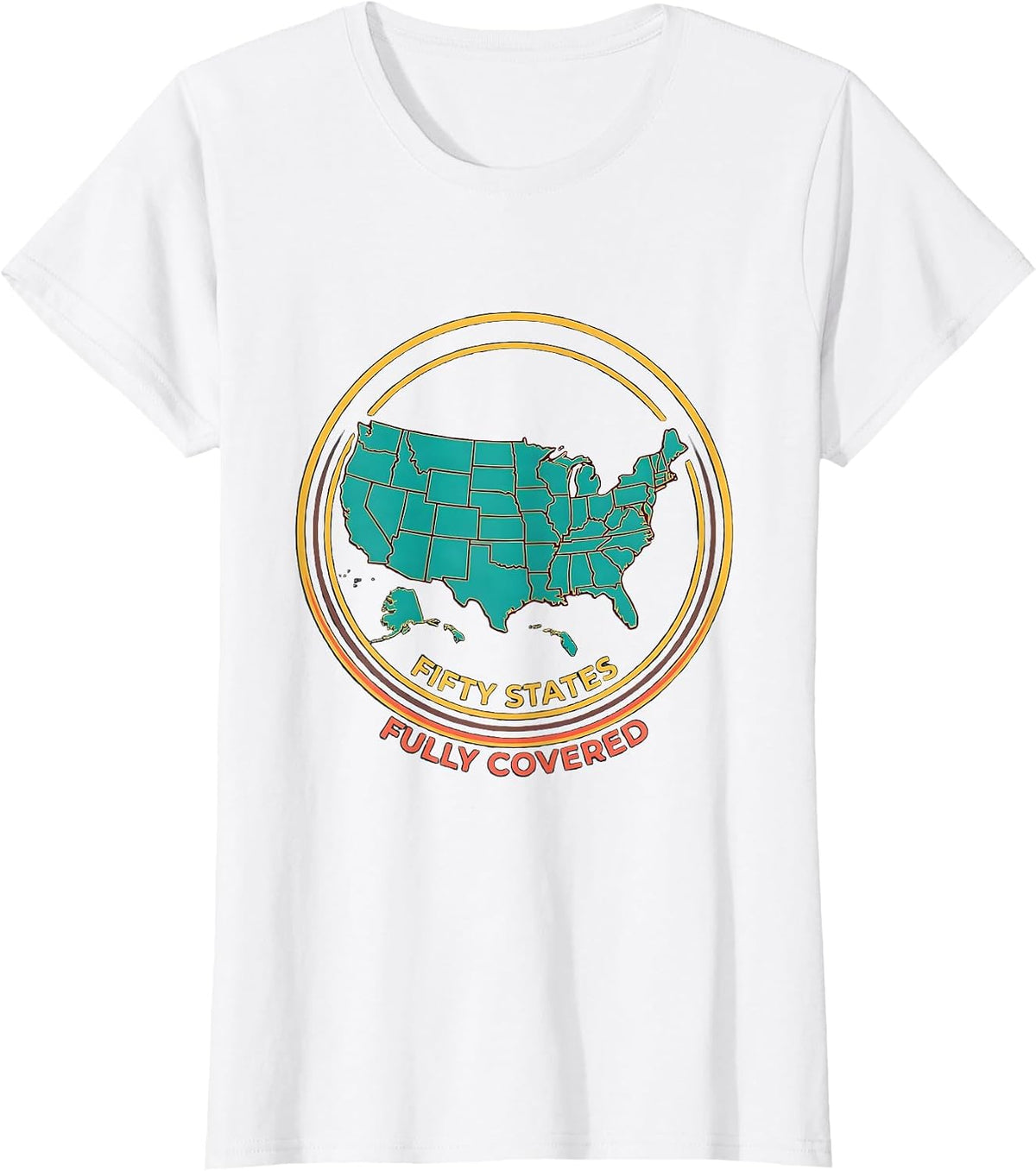 Fifty States Fully Covered Geography Enthusiast Patriotic T-Shirt - White