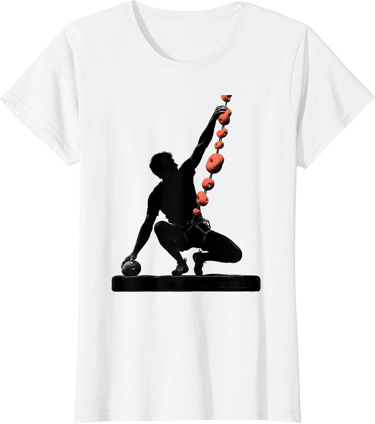 Climber Silhouette Bouldering Humor Rock Climbing Gift T-Shirt - White