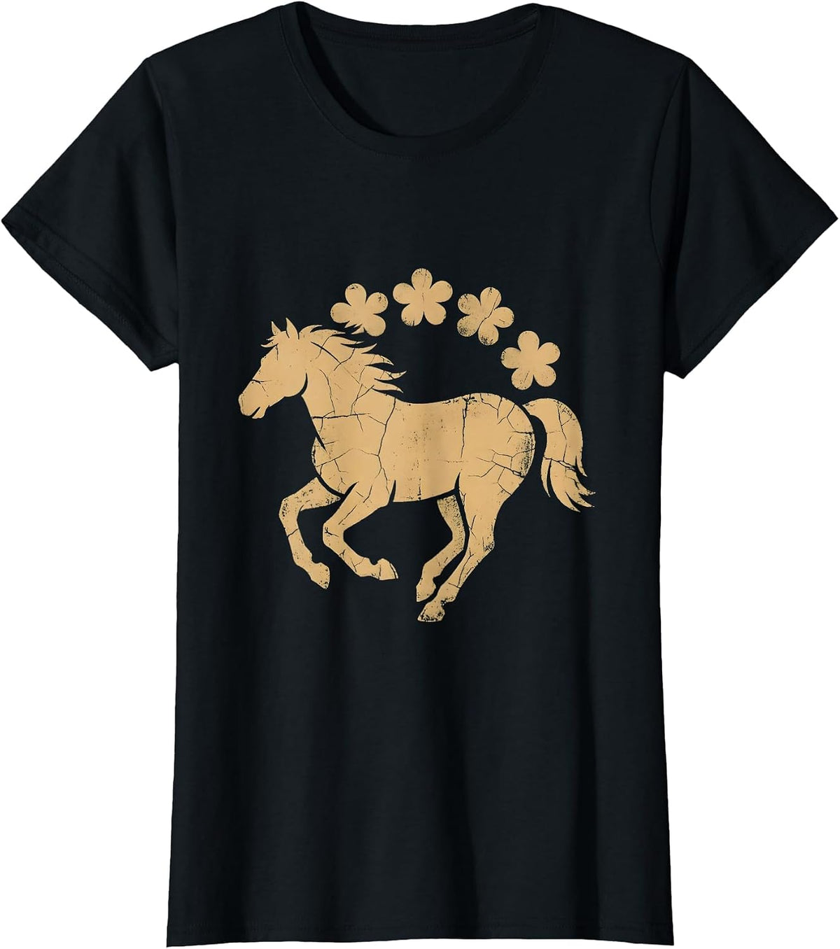 Lone Horse Galloping Canyon Dust Cowgirl T-Shirt - Black