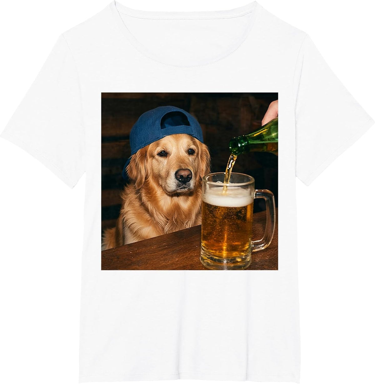 Golden Retriever Drinking Beer Funny Dog Meme T-Shirt - White