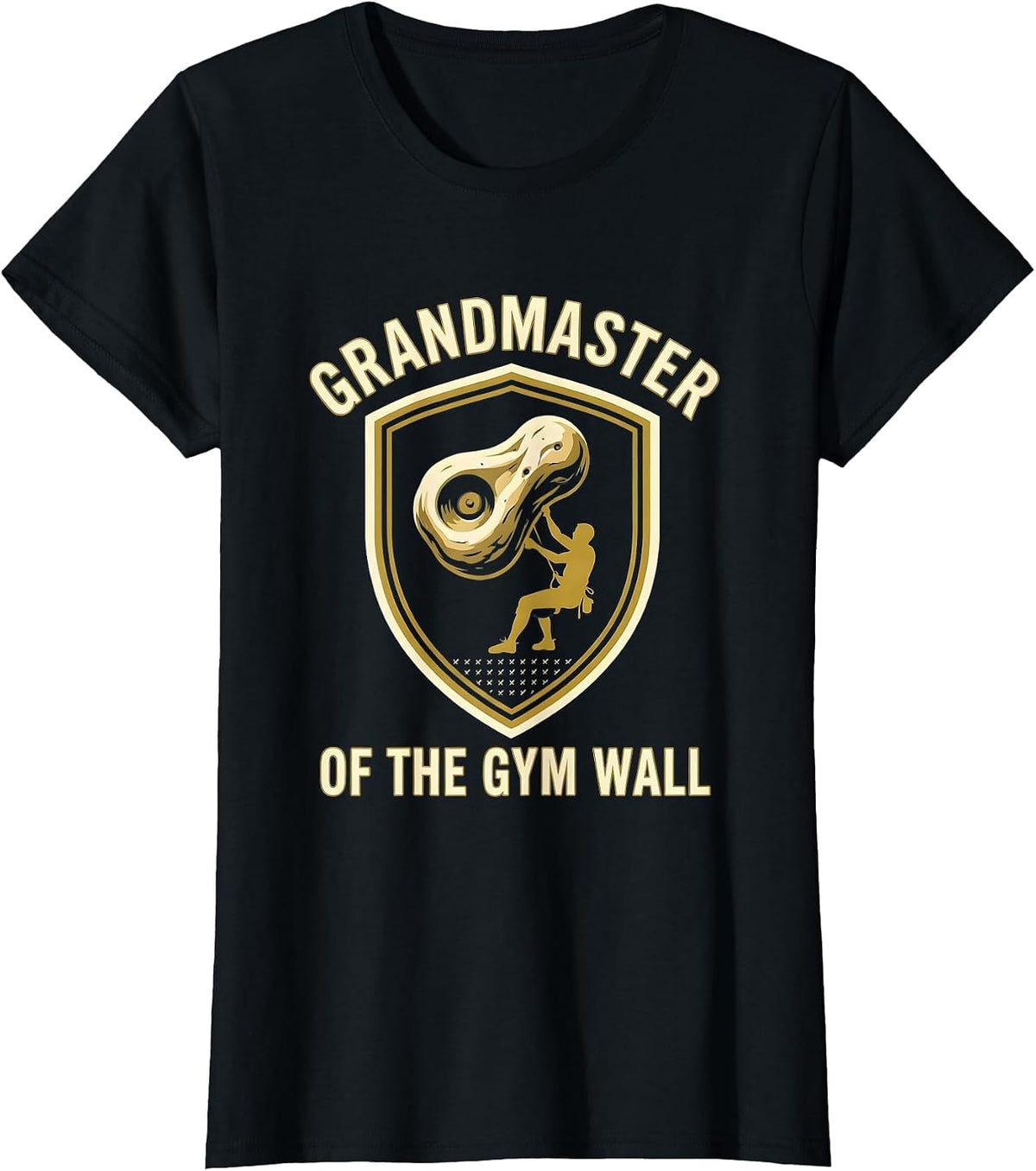 Grandmaster Of The Gym Wall Funny Rock Climbing Bouldering T-Shirt - Black
