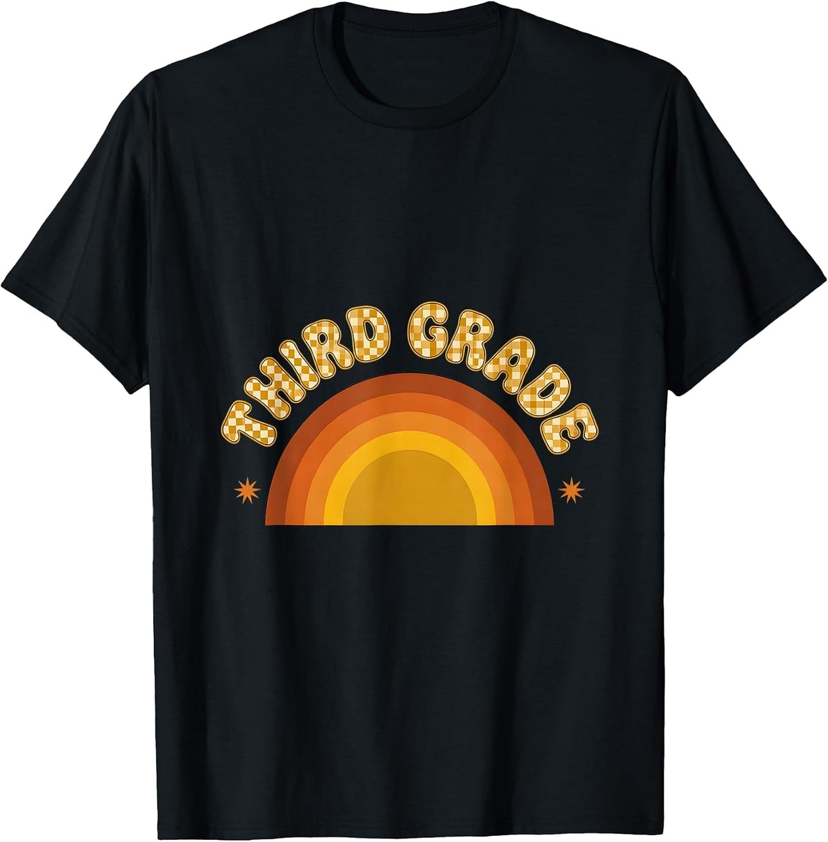 Men's Third Grade Retro Checkered Girl Teacher Back To School T-Shirt - Black