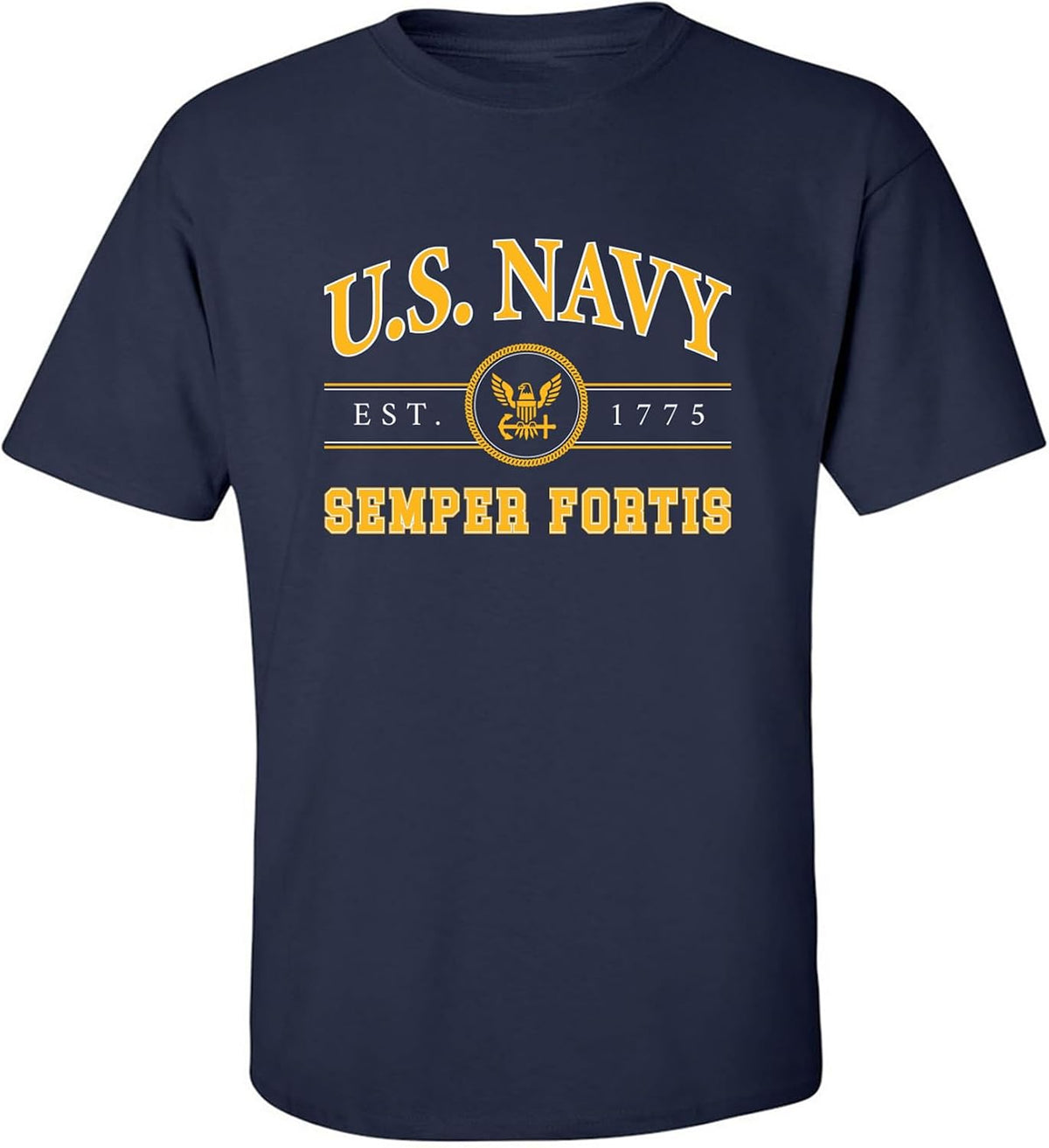 zerogravitee U.S. Navy Est.1775 Semper Fortis Adult Short Sleeve T-Shirt - Navy