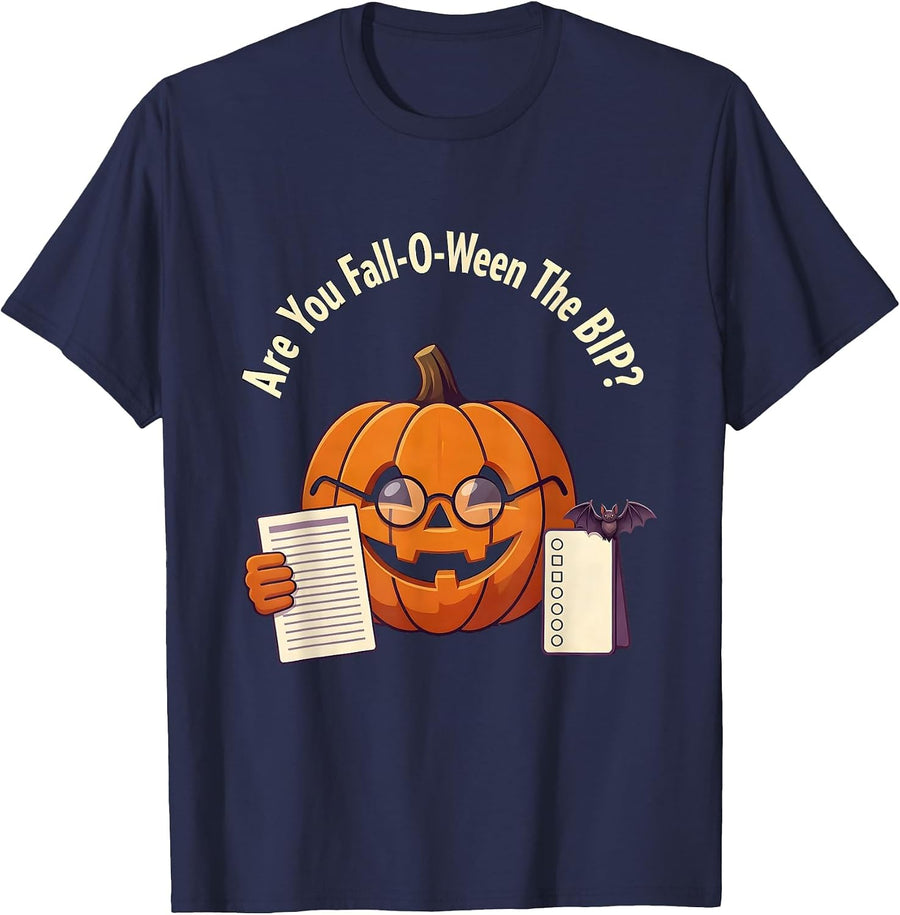 Are You Fall-O-Ween The BIP Funny Teacher Halloween T-Shirt - Navy Blue