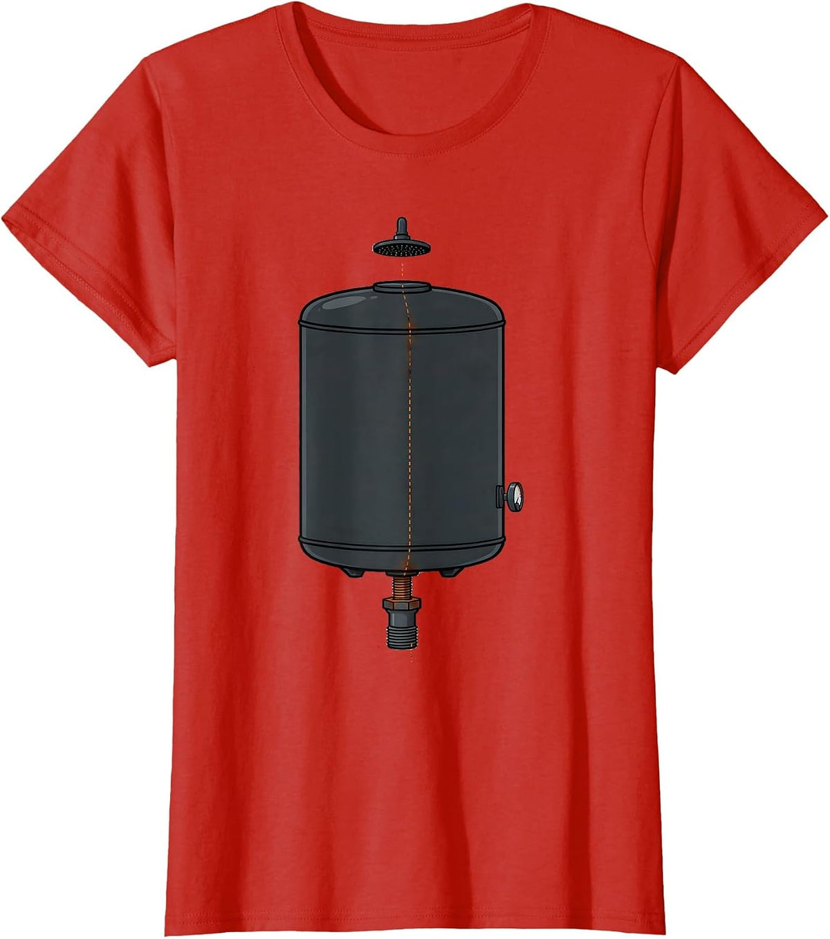 Women's Plumber Exploded Water Heater Funny Plumbing Humor T-Shirt - Red
