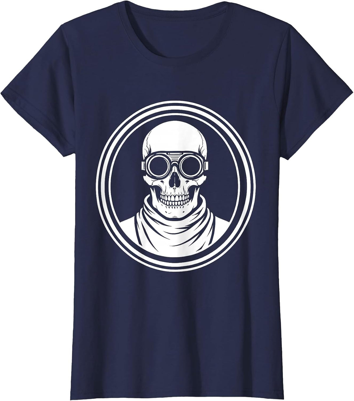 Women's Radiology Skull Lead Apron Protective Goggles T-Shirt - Navy Blue