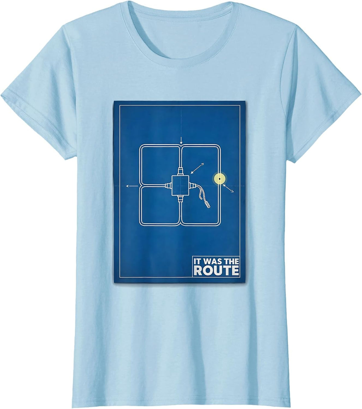 It Was The Route Funny Electrician Retirement Humor T-Shirt - Baby Blue