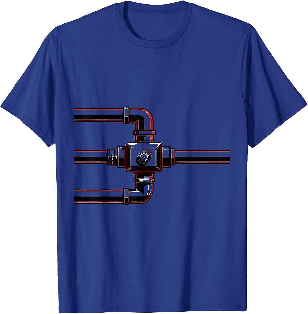Men's Minimal Diverter Valve Funny Plumber Pipefitter Occupation T-Shirt - Royal Blue