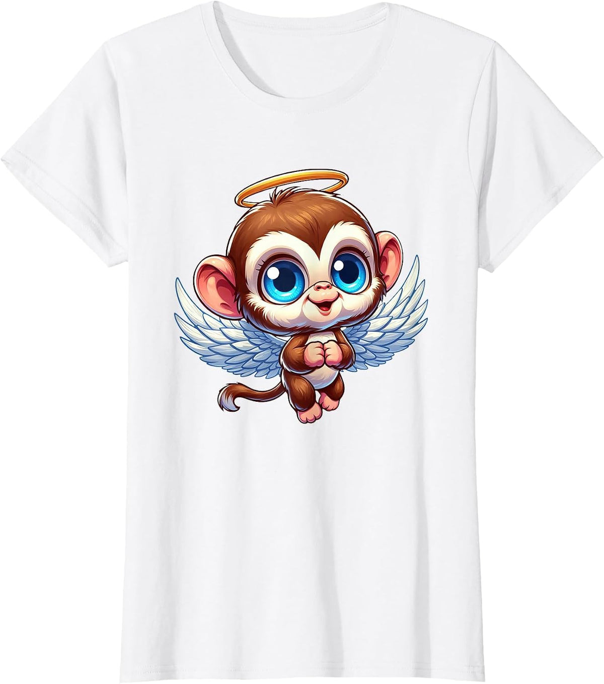 Cute Monkey Angel Chimp Angel T-Shirt - White