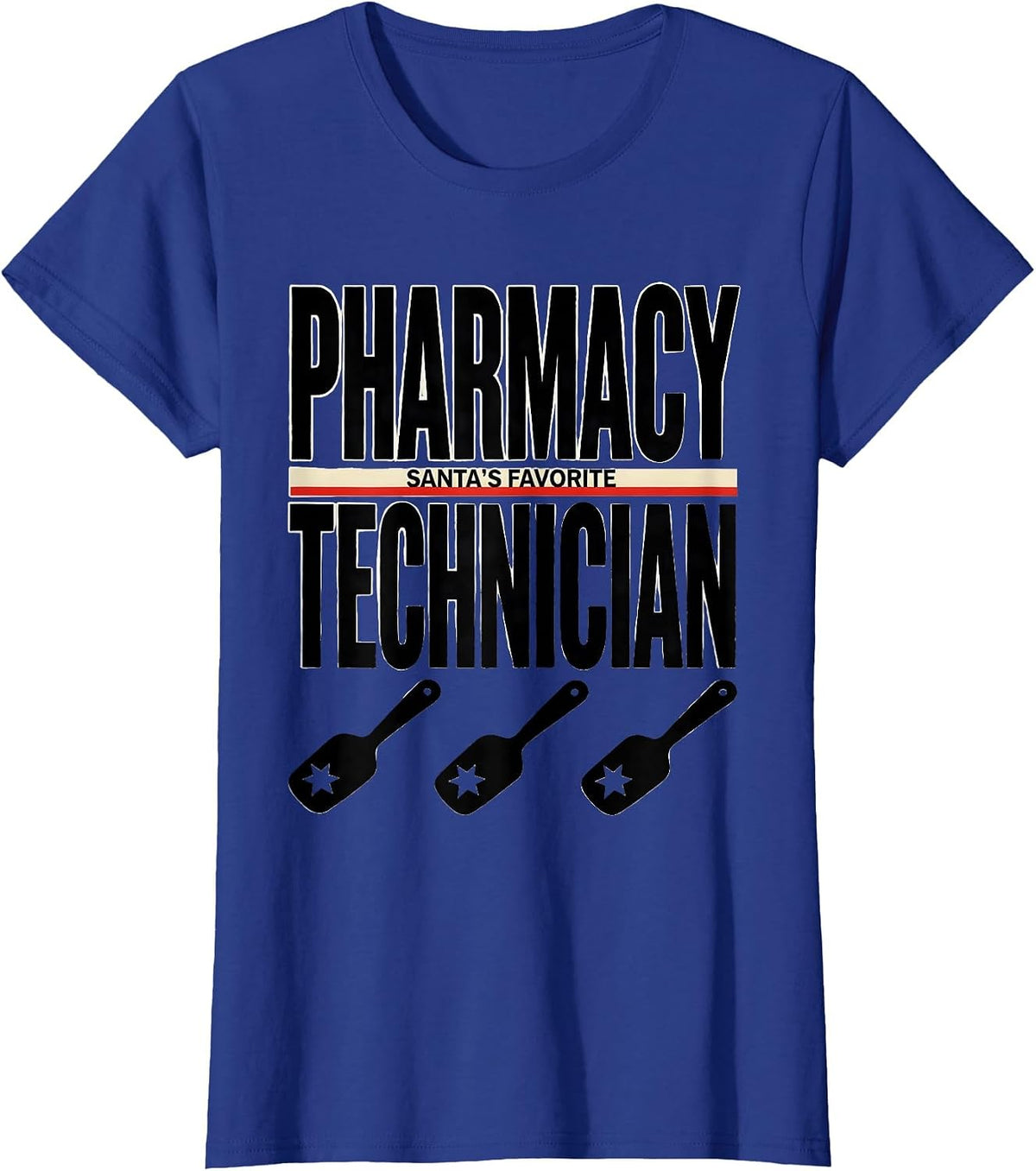 Women's Santa's Favorite Pharmacy Technician Funny Medical Tech T-Shirt - Royal Blue