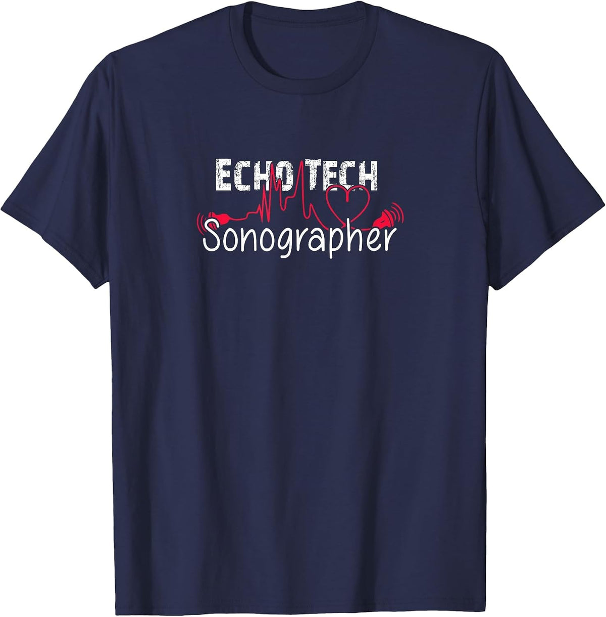 Echocardiographer | Echo Tech Cardiac Sonographer T-Shirt - Navy Blue