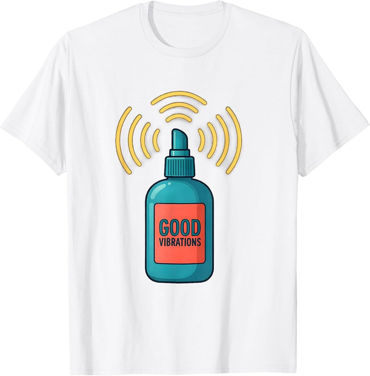 Men's Good Vibrations Flat Vector Ultrasound Tech Sonographer T-Shirt - White