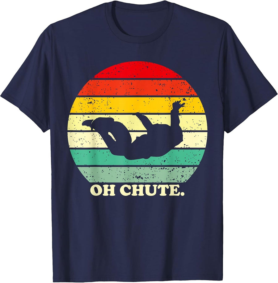 Oh Chute | Skydiving Skydive Sky Diving Skydiver T-Shirt - Navy Blue