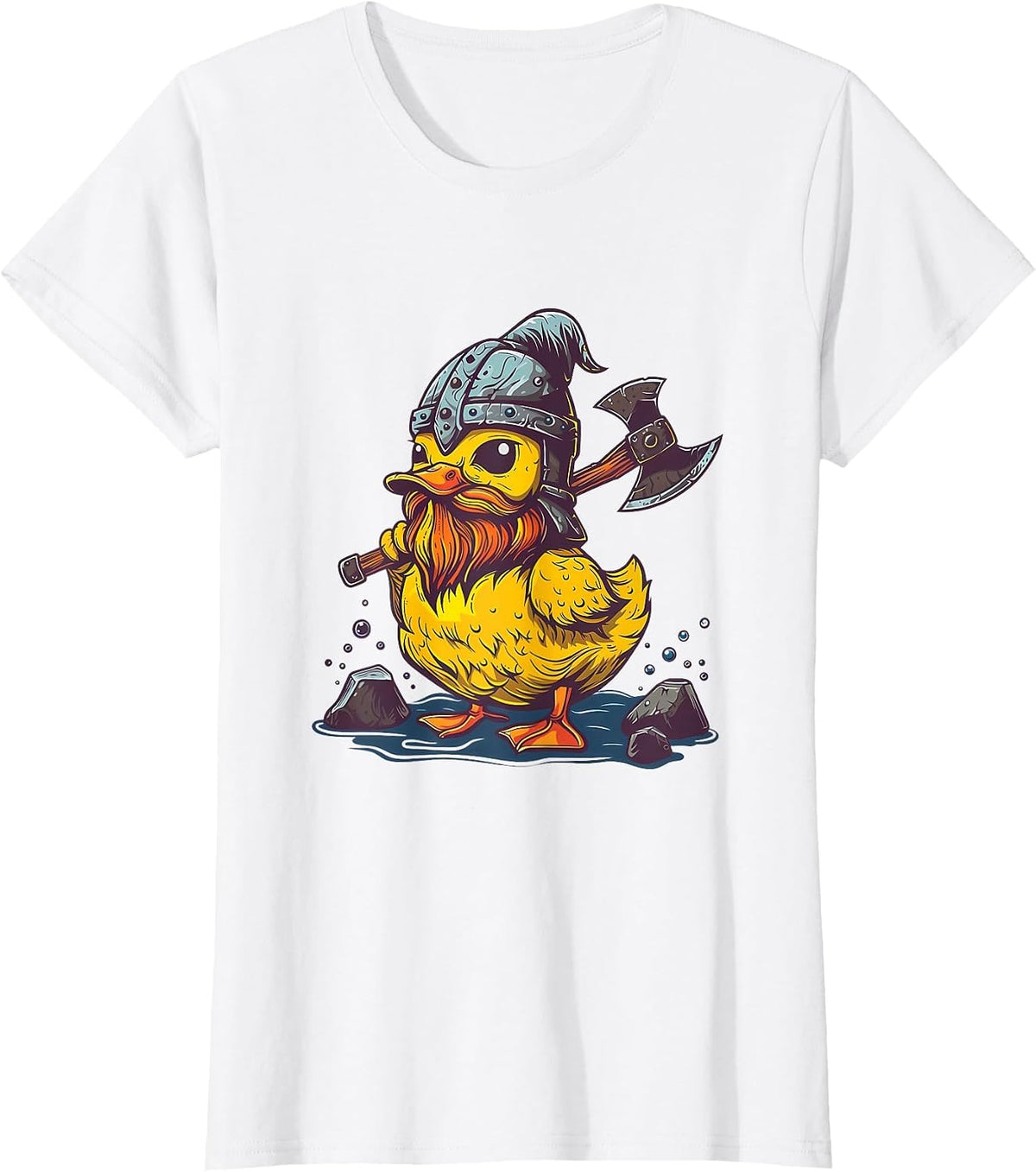 Rubber Duckie Rubber Duck Viking Duck Funny Rubber Duck T-Shirt - White