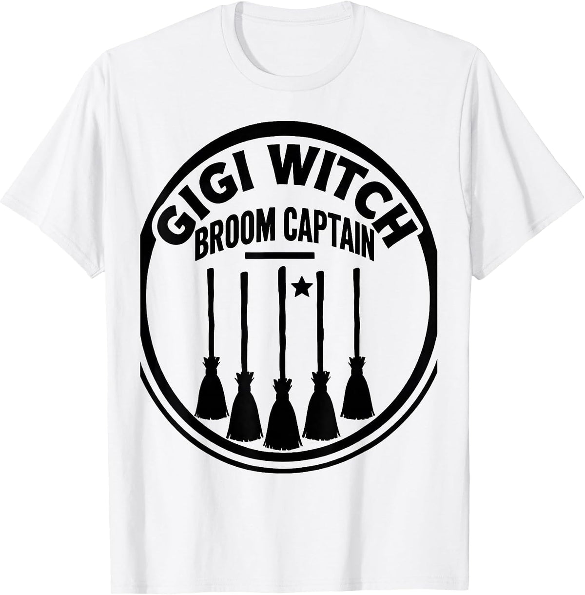 Men's Gigi Witch Broom Captain Funny Halloween Grandma Witch T-Shirt - White