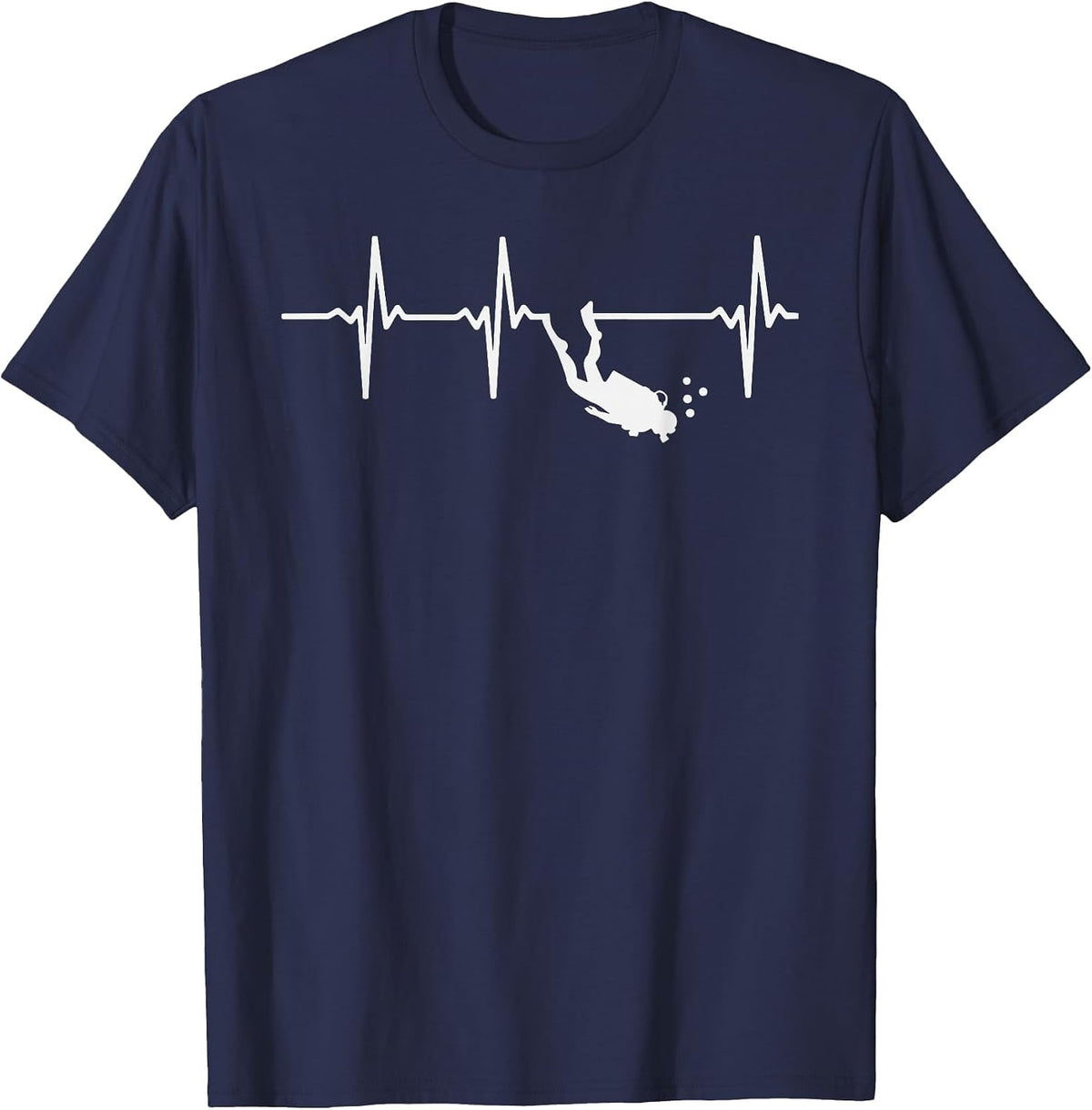 Scuba Diving Heartbeat Subtle Scuba Diver Men Women T-Shirt - Navy Blue
