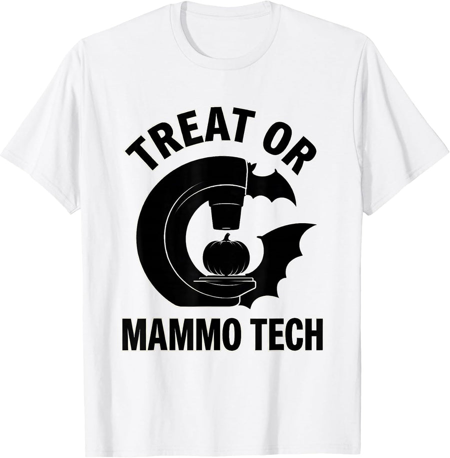 Men's Treat Or Mammo Tech Funny Radiology Tech Halloween Humor T-Shirt - White