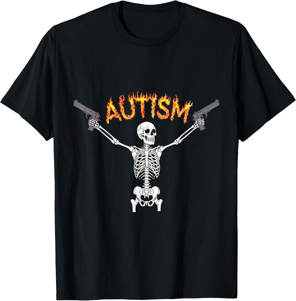Autism Awareness Skeleton Autism Skeleton Funny Meme T-Shirt - Black