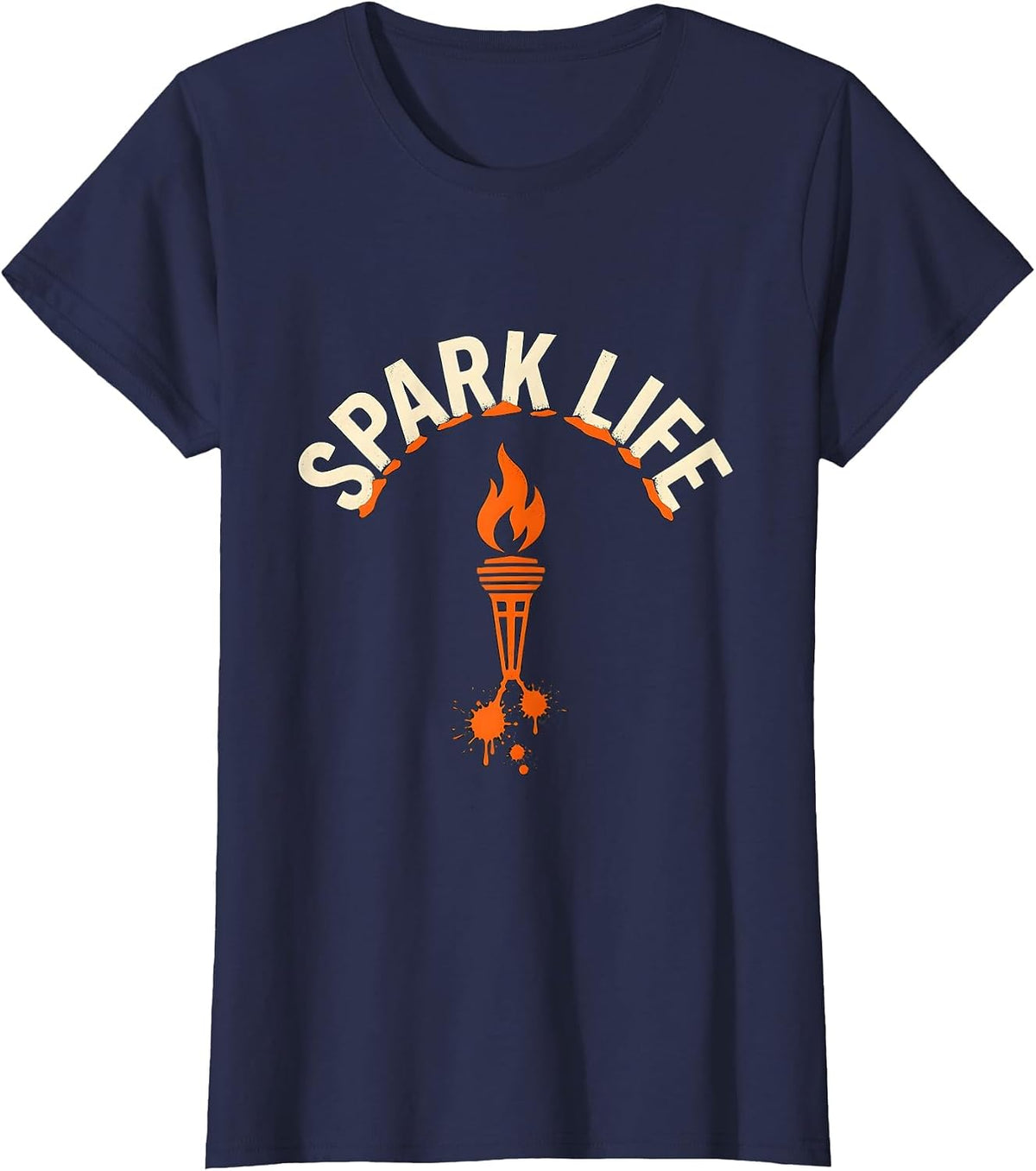 Women's Spark Life Bold Stencil Welder Blue Collar Worker Humor T-Shirt - Navy Blue