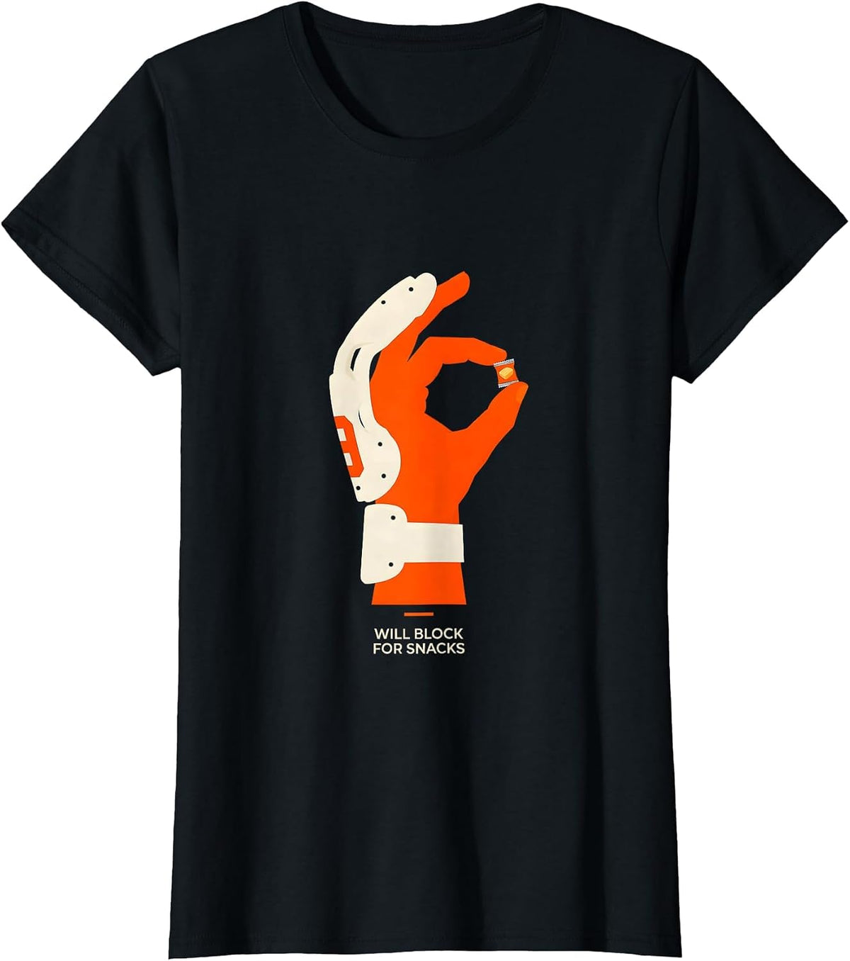 Will Block For Snacks Funny Football Lineman Offensive Line T-Shirt - Black