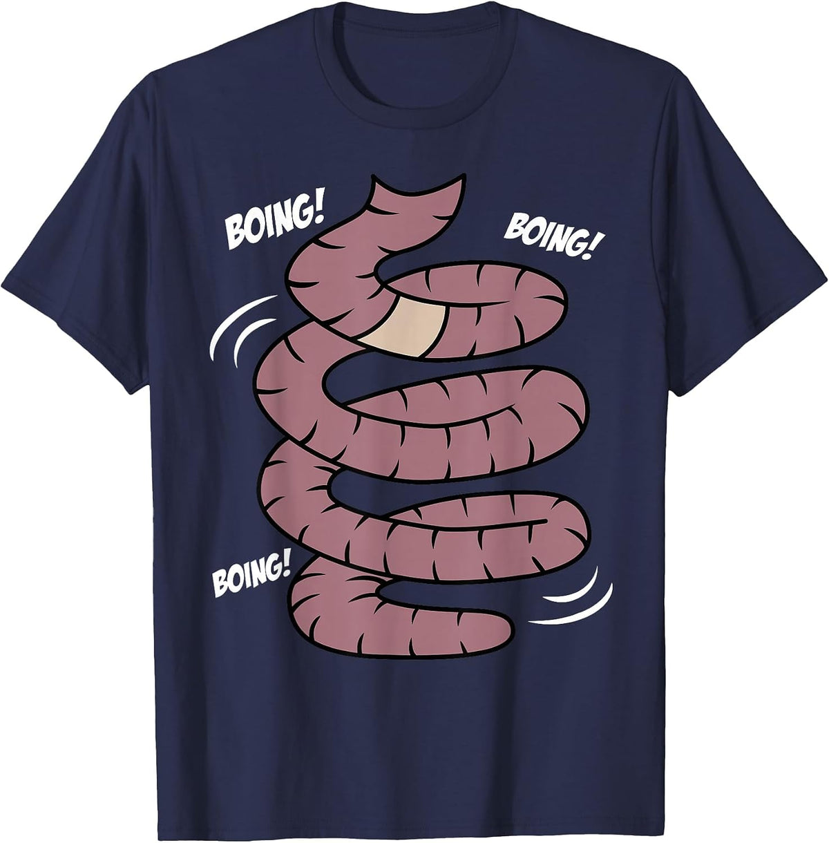 Halloween Costume Jumping Worm Funny Cartoon T-Shirt - Navy Blue