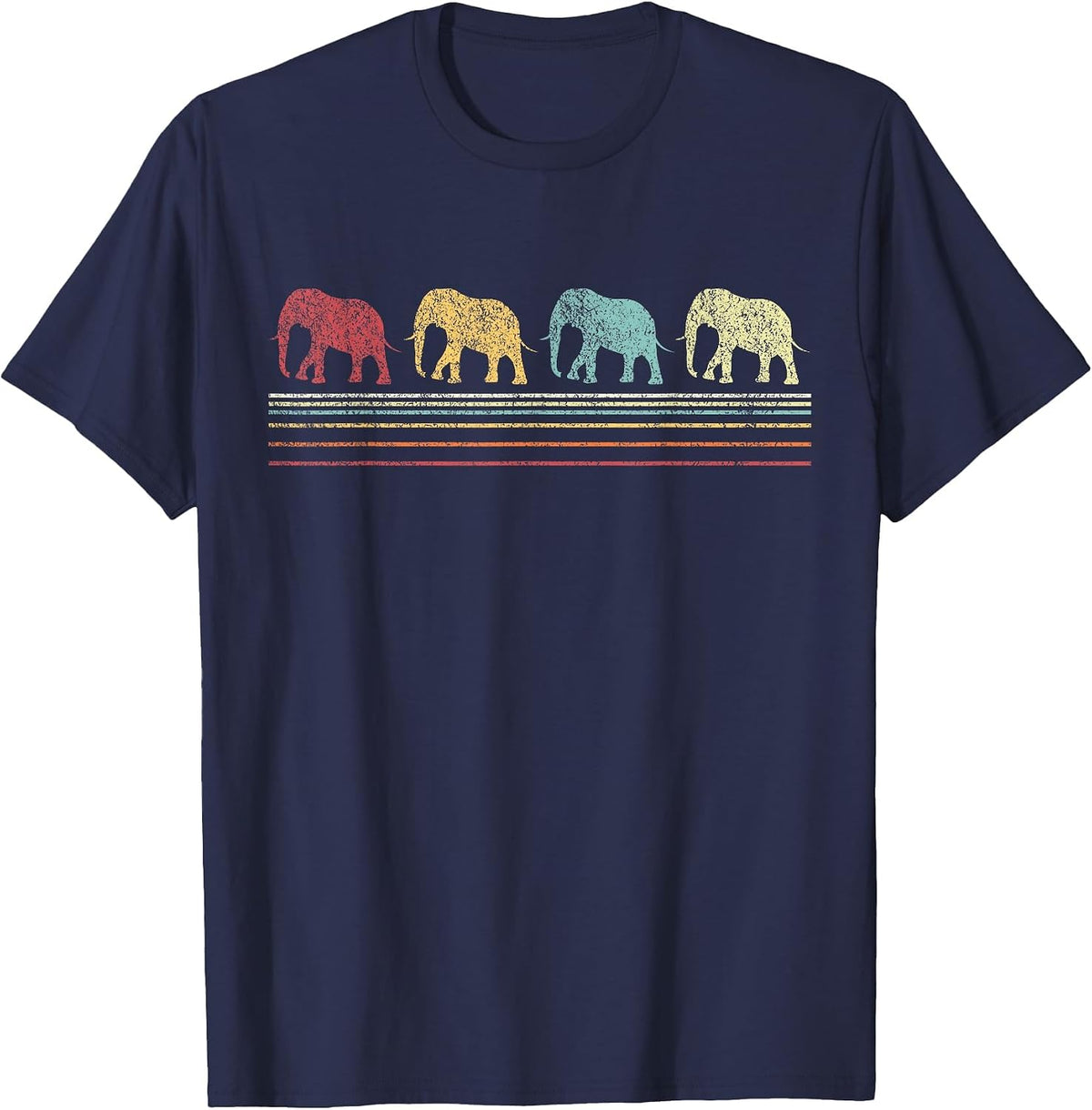 Elephant Lover Funny Elephant Retro T-Shirt - Navy Blue
