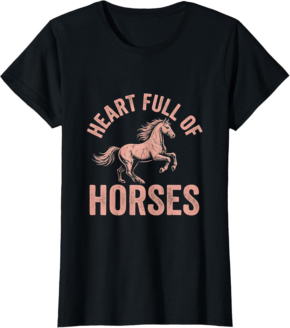 Heart Full of Horses Western Design T-Shirt - Black