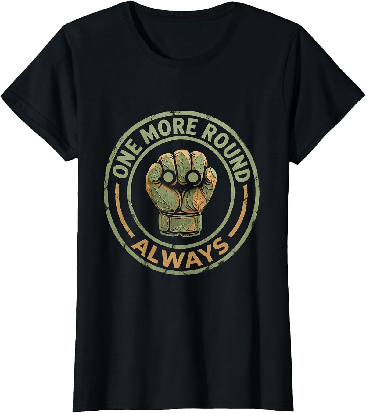 One More Round Always Boxing Fighter Design T-Shirt - Black