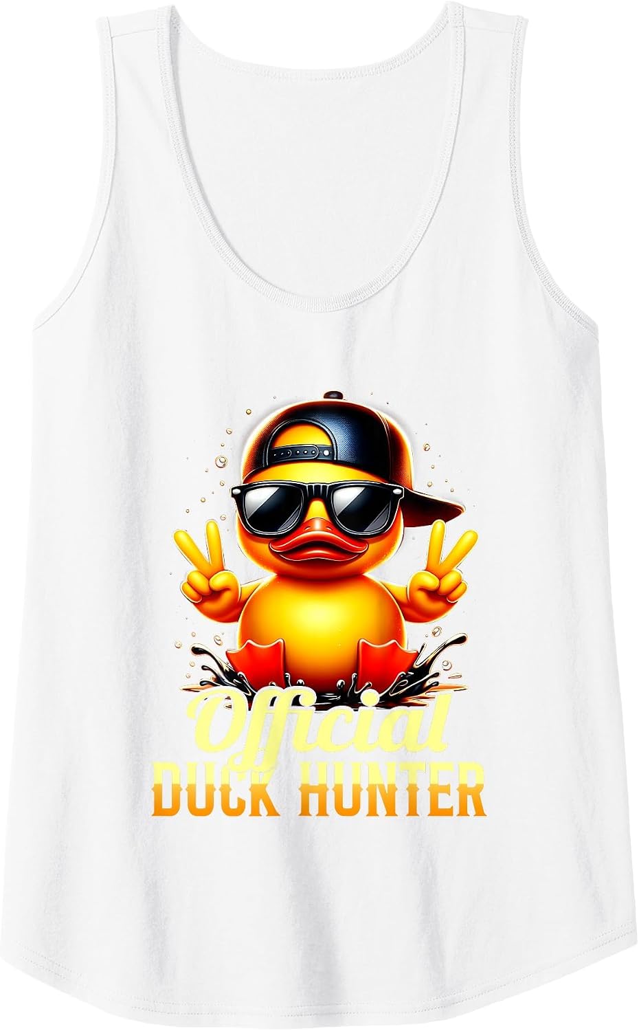 Official Duck-Hunter Cruise Funny Rubber Duck Hunting Squad Tank Top - White
