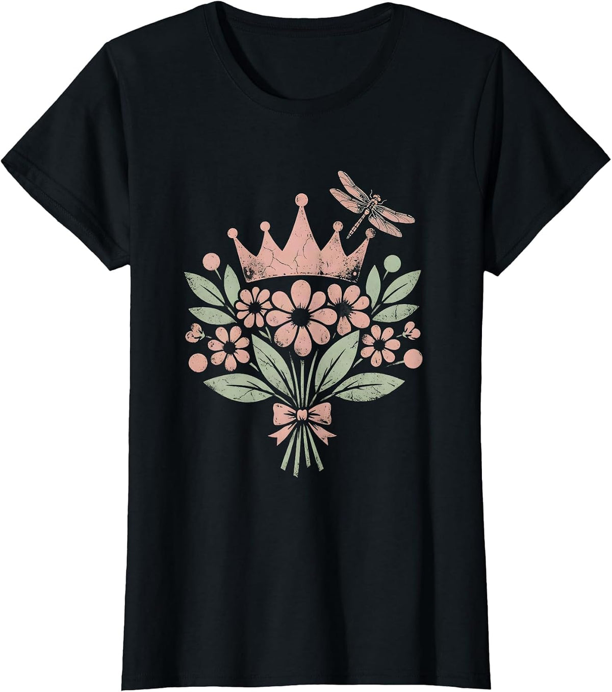 Gigi Tiara Wildflower Crown Illustration T-Shirt - Black
