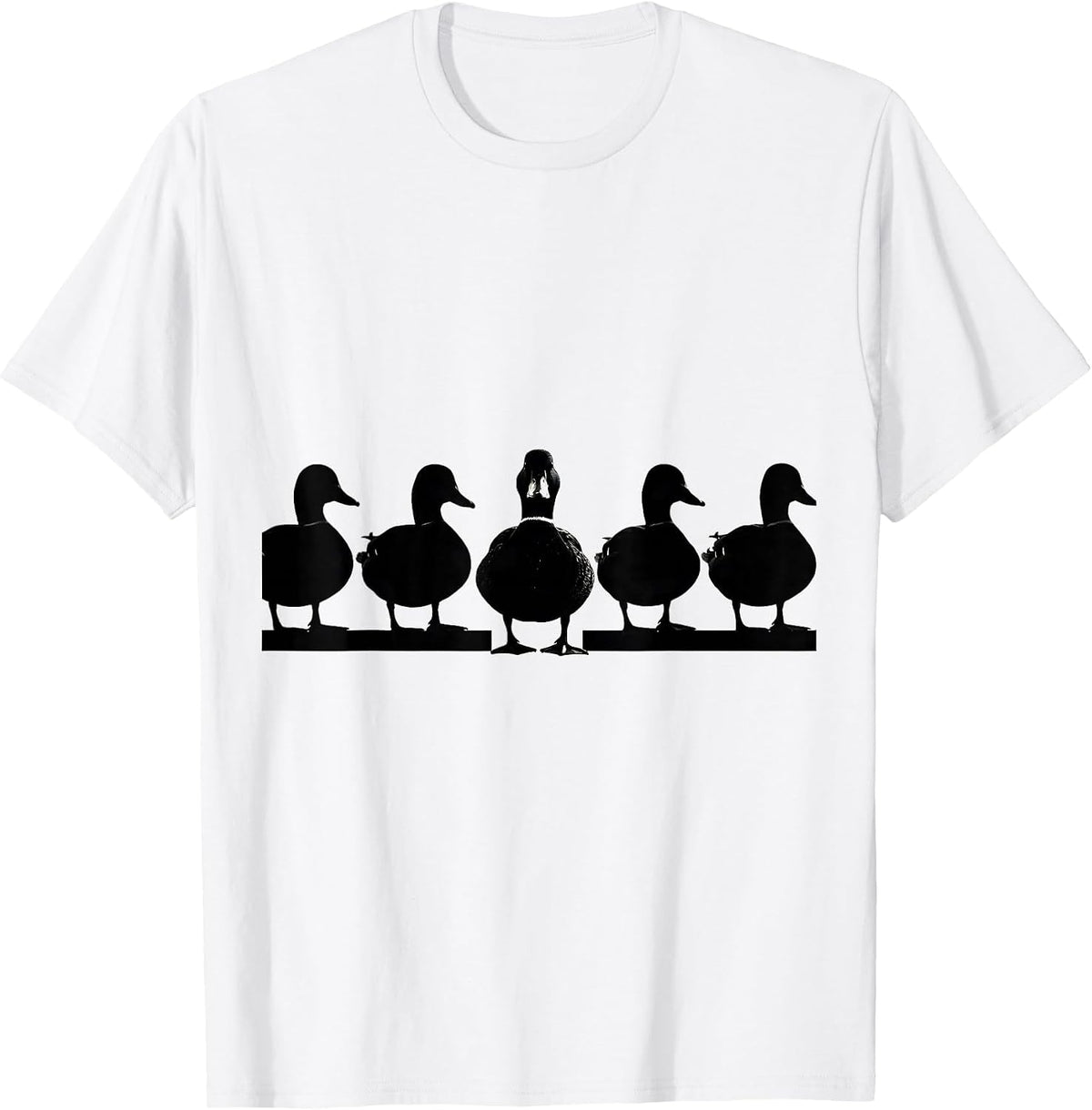 Men's Five Duck Silhouettes Funny Duck Lover Novelty T-Shirt - White