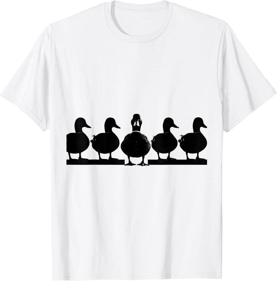 Men's Five Duck Silhouettes Funny Duck Lover Novelty T-Shirt - White
