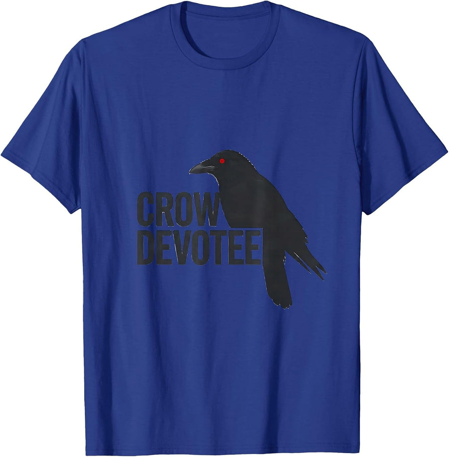 Crow Devotee Minimalist Crow Bird Gothic Nature Art T-Shirt - Royal Blue