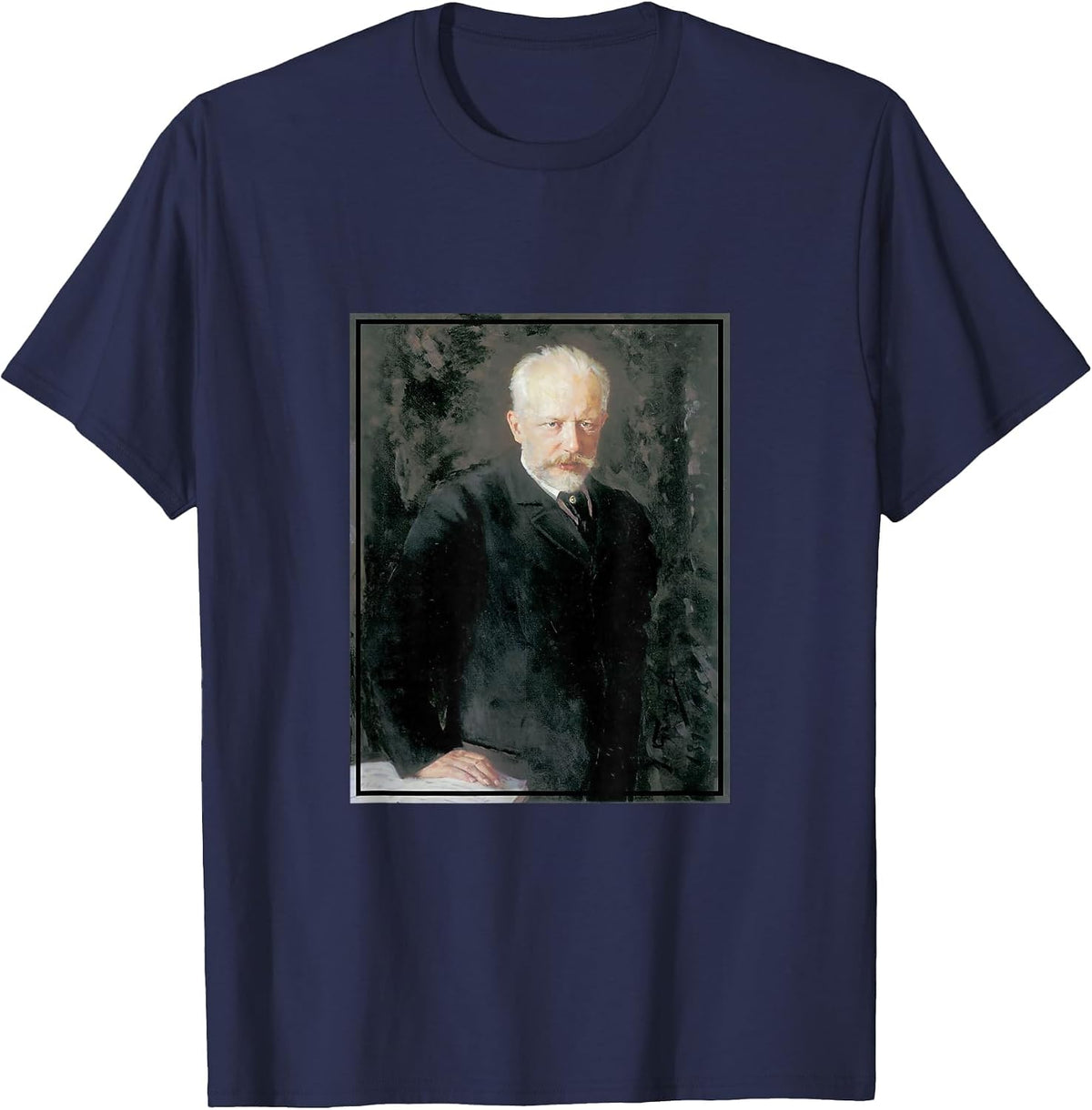 Pyotr Ilyich Tchaikovsky Painting Portrait (1893) T-Shirt - Navy Blue