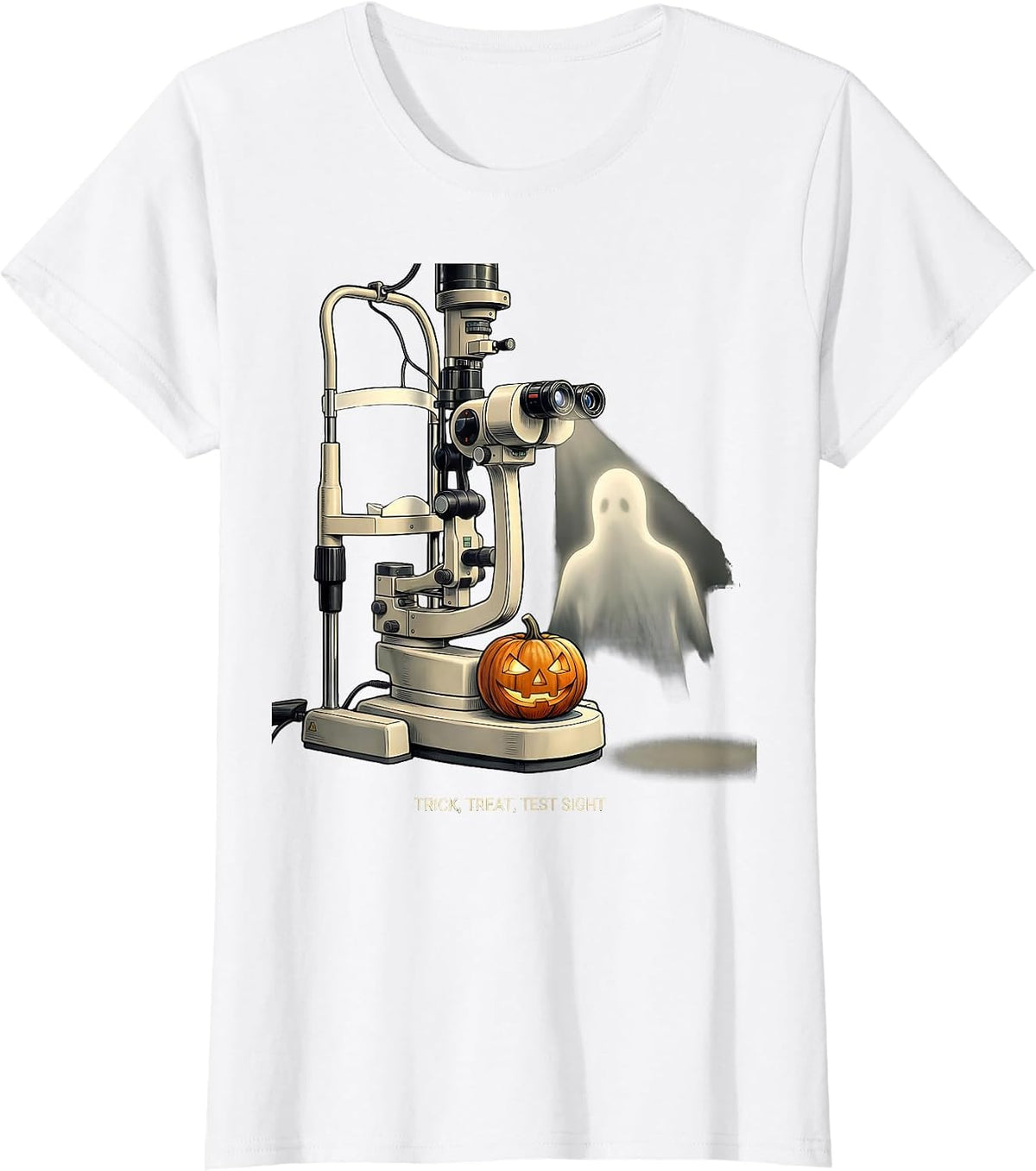 Trick Treat Test Sight Funny Optometrist Halloween Eye T-Shirt - White