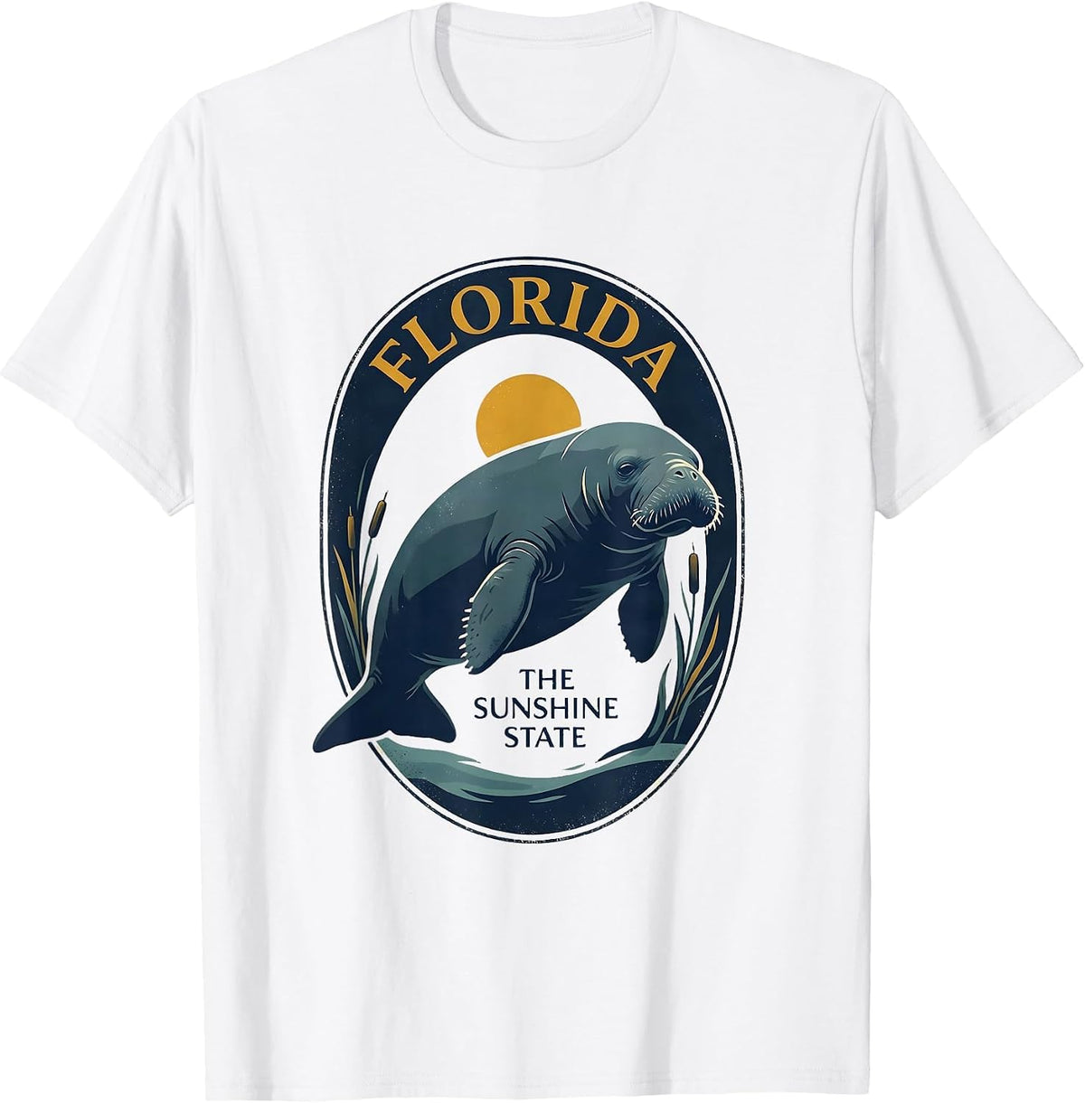 Men's Florida The Sunshine State Vintage Manatee Souvenir T-Shirt - White