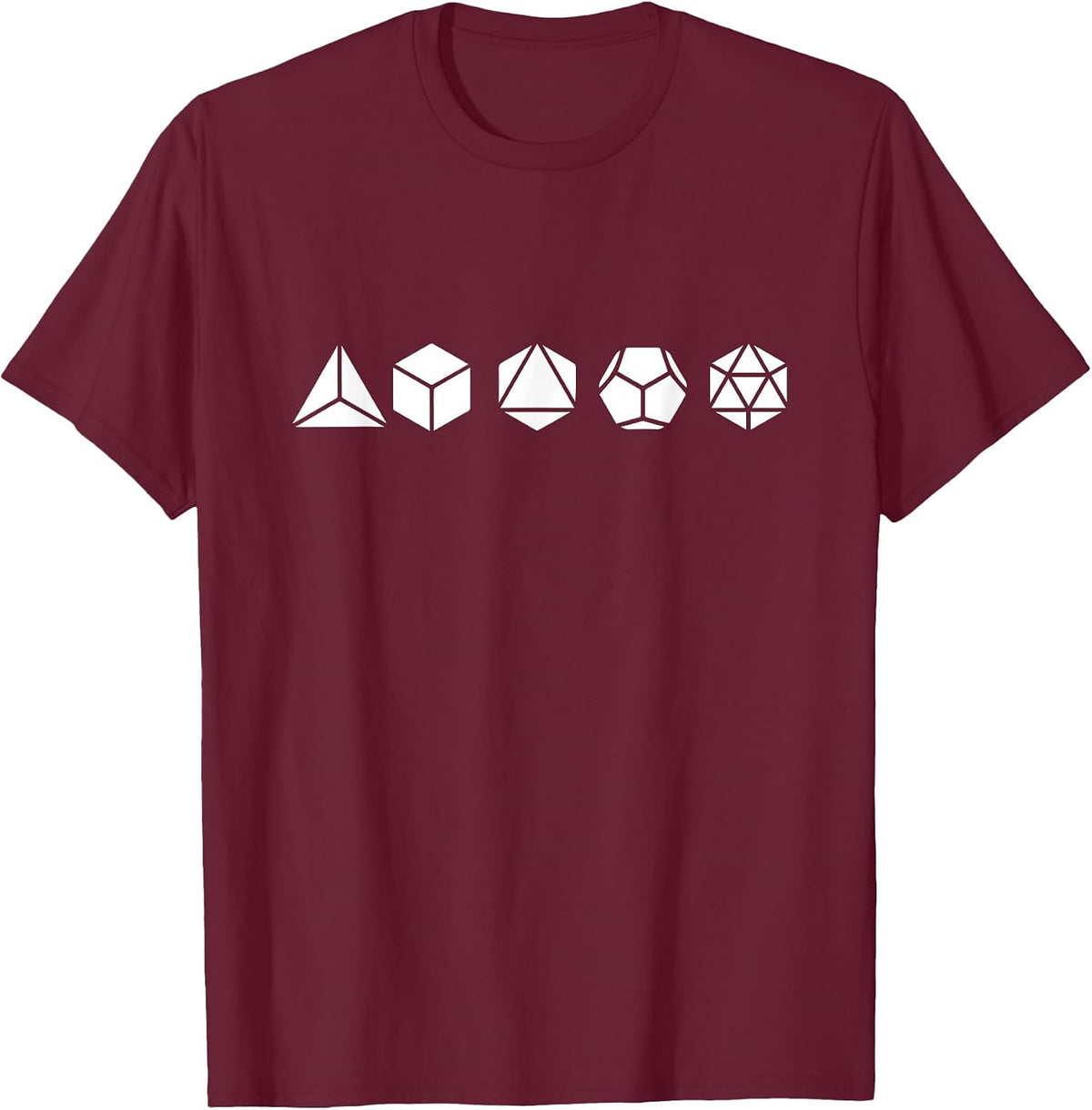 Platonic Solids, Mathematics, Geometry, Elements, Nature, T-Shirt - Burgundy