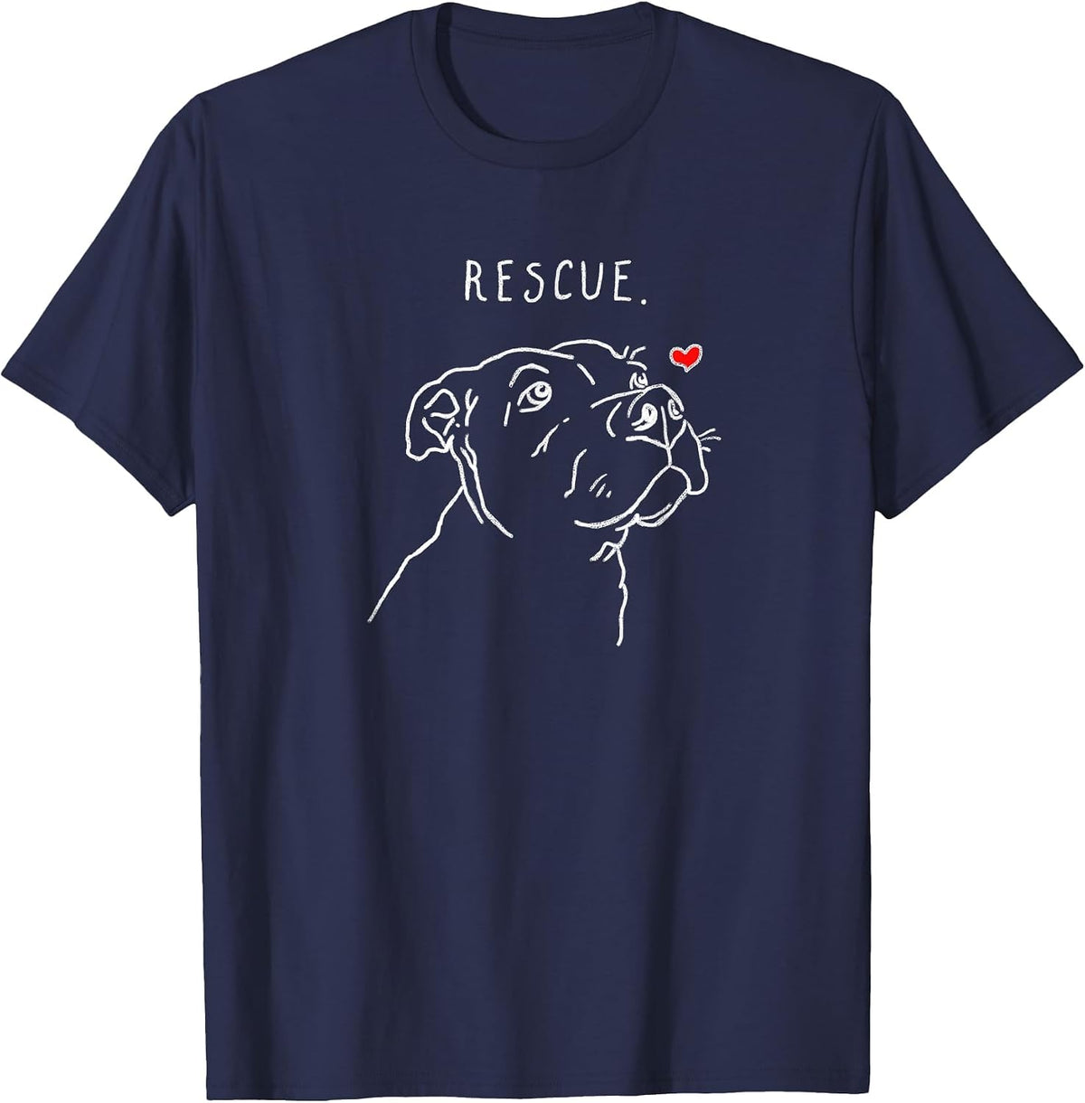 Rescue Dog, Pitbull Drawing, Rescue Mom, Adopt Don't Shop T-Shirt - Navy Blue