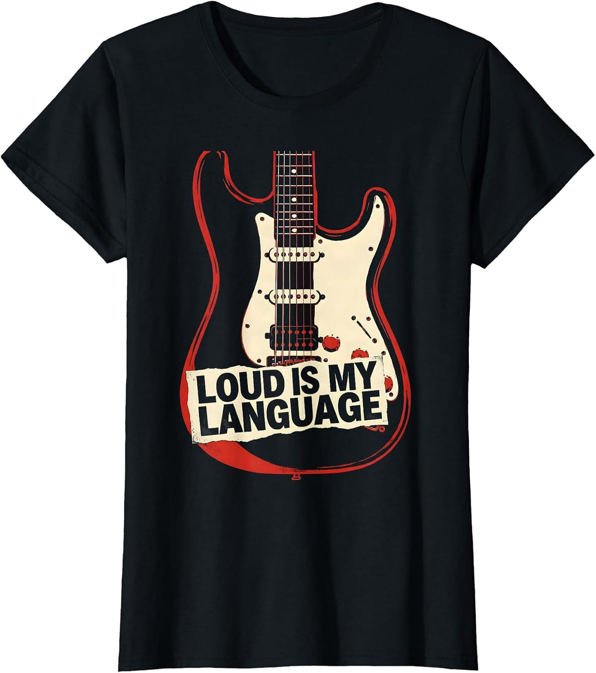 Women's Loud Is My Language Rock Music Graphic Design T-Shirt - Black