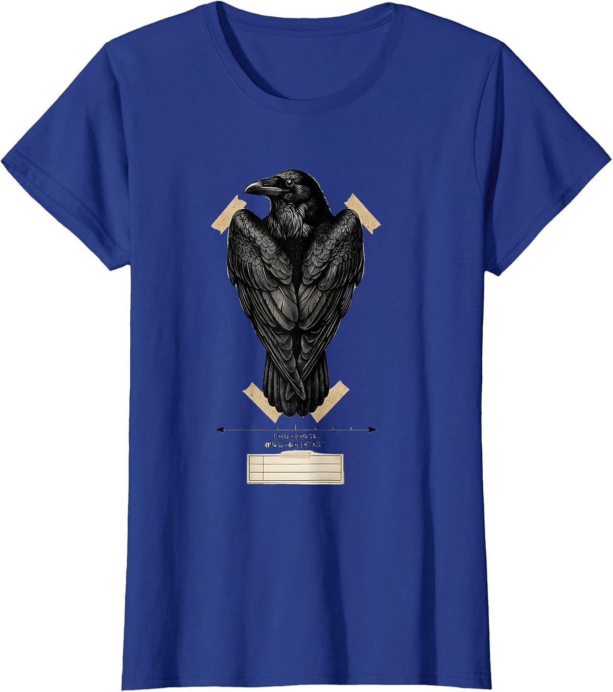 Women's Unkindness Specimen Intact Botanical Dark Humor Crow Lover T-Shirt - Royal Blue