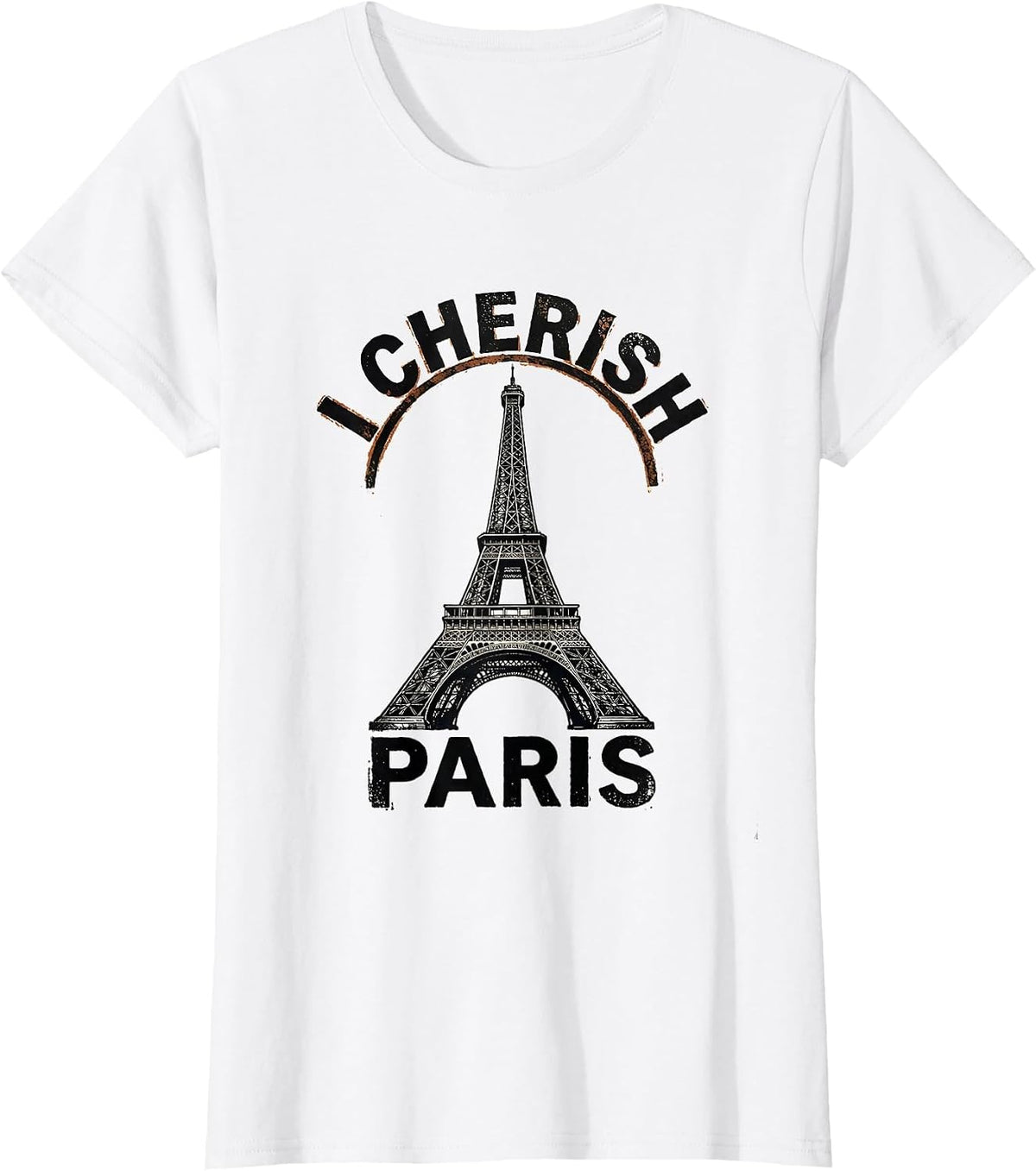 I Cherish Paris Rubber Stamp Eiffel Tower Travel Souvenir T-Shirt - White