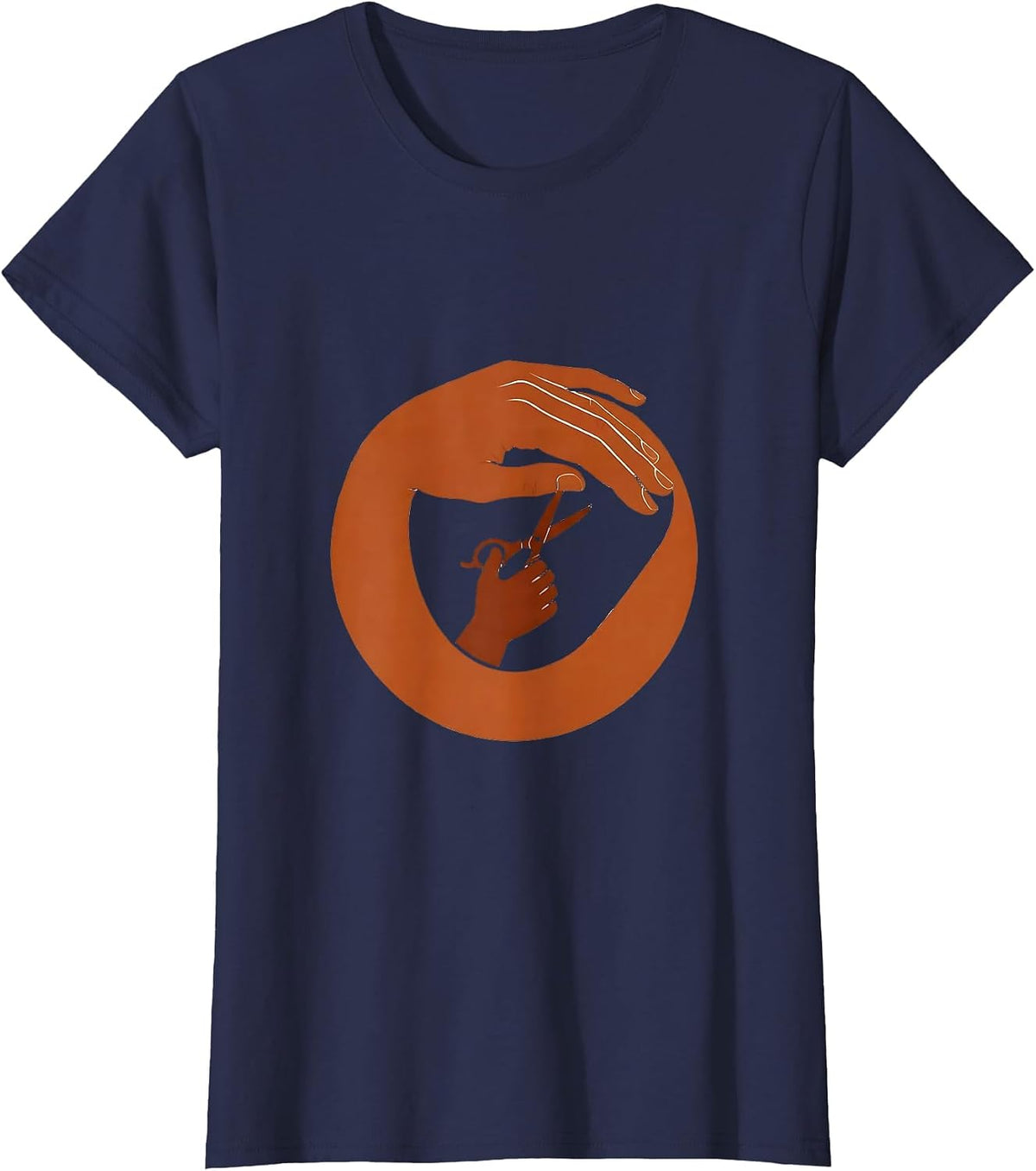 Women's Paraprofessional Guiding Hands Scissors Art T-Shirt - Navy Blue