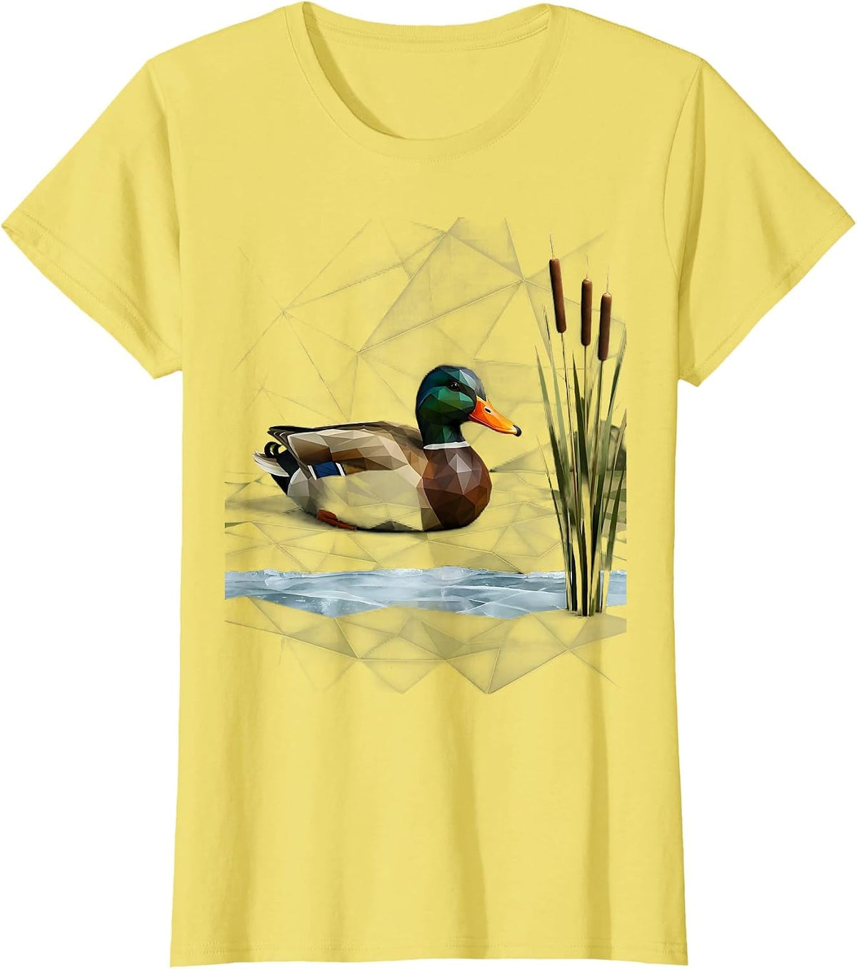 Mallard Decoy Geometric Duck Hunting Humor T-Shirt - Lemon Yellow