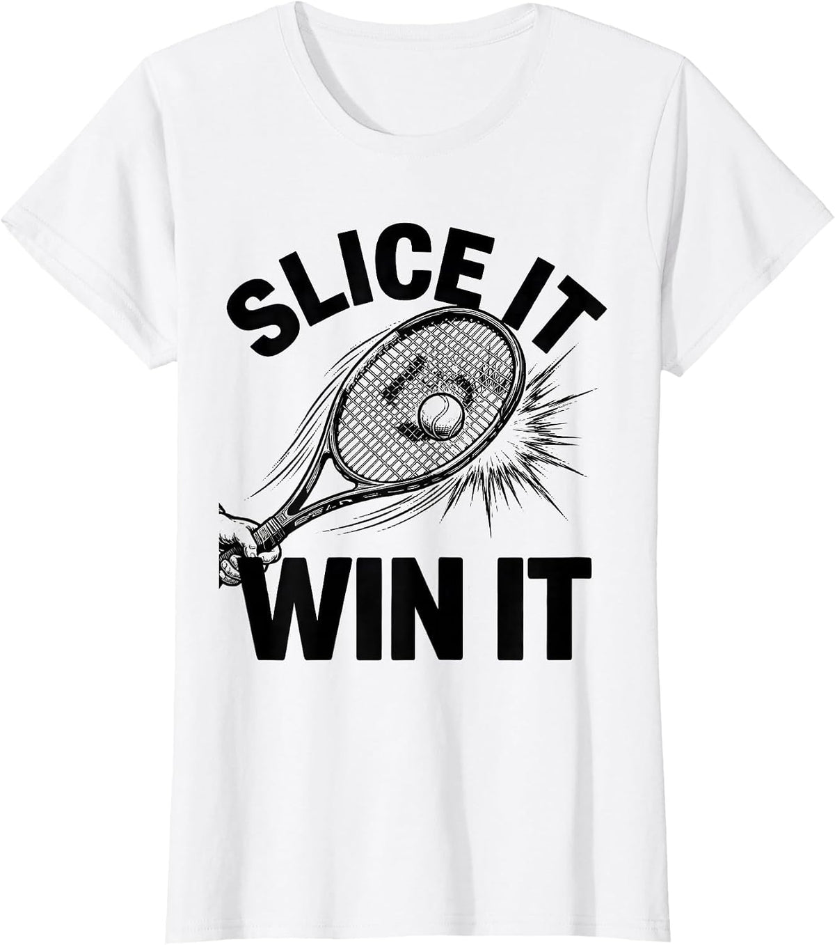 Slice It Win It Tennis Graphic Design T-Shirt - White